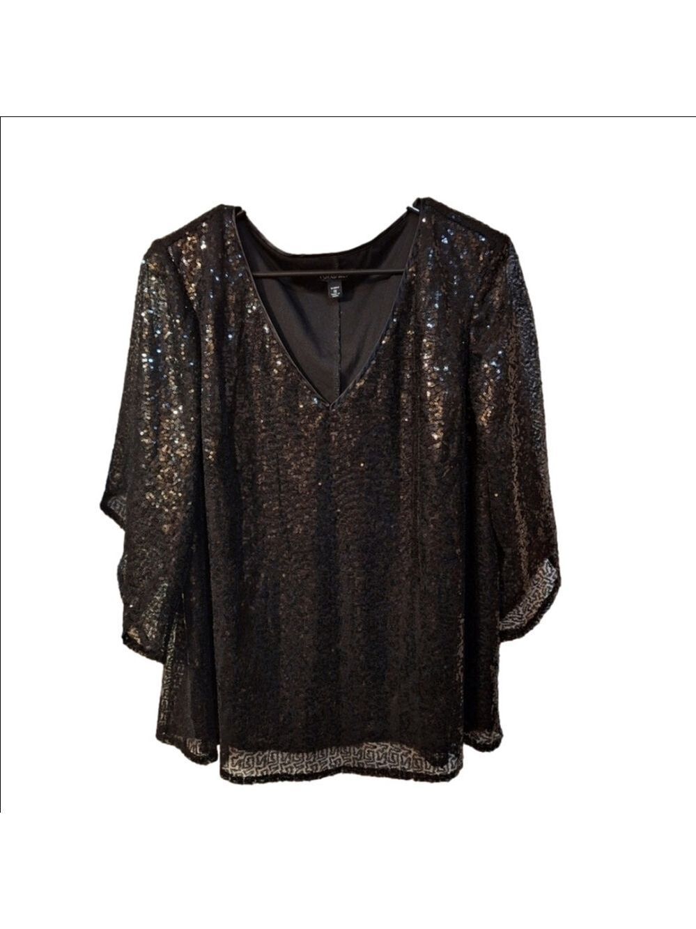 Roz & Ali Black Sequin Blouse Size 1X